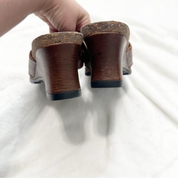 Ariat Brown Leather Sandals t strap with Silver Accent size 9 wedge cowgirl - Picture 3 of 14